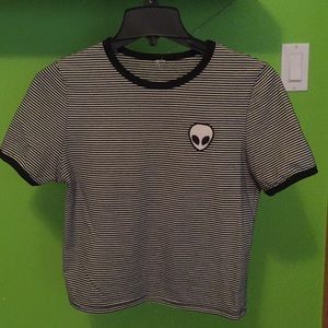 Black and white striped alien shirt 👽